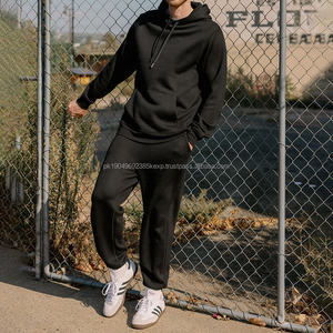Custom Men Heavyweight Cotton Loose Crop Hoodies Stacked Sweatpants <b>Set</b> for Sports Tracksuit - Product Image 3