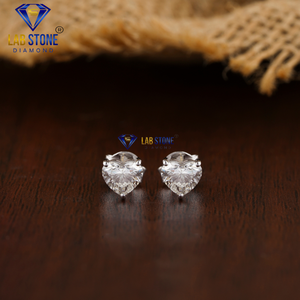 1,00 TDW Heart Cut Diamond Stud Labgrown Diamond 18K Oro blanco Hpht/Cvd Diamond Jewelry - Product Image 1