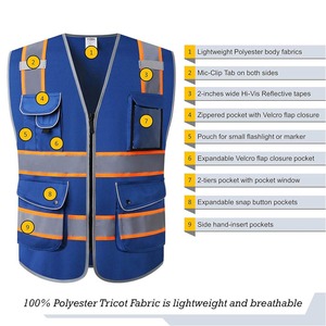 Gilet de sécurité réfléchissant haute visibilité pour la construction et la conduite routière, certifié CE, coupe-vent, en coton/nylon/polyester - Product Image 3