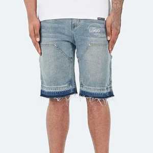 Pantalones cortos de mezclilla rectos de estilo Vintage de alta calidad para hombres Nuevo diseño Bordado personalizado Lavado ligero Cinturón de botón de temporada de verano - Product Image 6