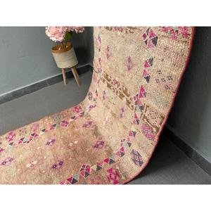 Vintage Turkish Rug, 2.9x13.5 ft <b>Runner</b> Rug, Brown <b>Red</b> Animal Print Rug - Product Image 2