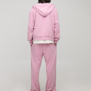 Novedad de Invierno, Chándales con Capucha Ligeros y de Bajo Precio para Hombre, con Pedrería, Hechos a Medida, Bordado Desgastado, 100% Algodón - Product Image 4