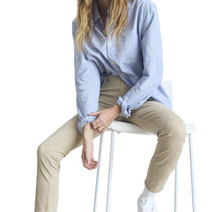 Pantalón Chino Estilo Urbano para Mujer, Look Casual, Tela Elástica, Cierre de Botones, Cintura Ajustada, Estilo Frontal Plano - Product Image 4