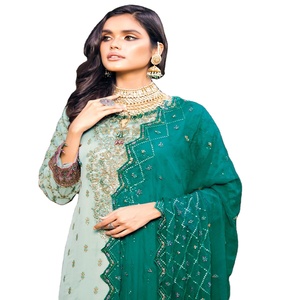 Trajes DE BODA Salwar Kameez de gasa de 3 piezas de diseñadores paquistaníes y ropa de fiesta para mujeres MI Creation Volume Nigar - Product Image 1