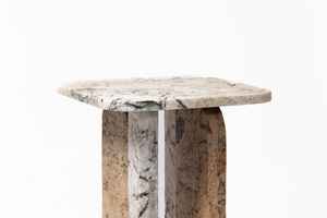 Mesa de centro redonda moderna de madera con base geométrica única Muebles de sala de estar ecológicos para dormitorio y oficina - Product Image 5