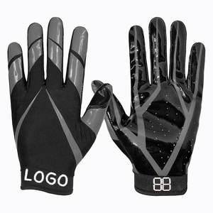 Gants de football américain avec logo personnalisé Gants de sport en cuir léger de haute qualité avec prise en main supplémentaire pour le réglage de la dragonne - Product Image 1