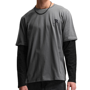 T-shirts d'été pour hommes en tricot double couche de haute qualité, 2 en 1, à manches régulières et coupe ample - Product Image 1