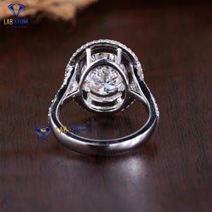 Anillo de oro blanco con diamantes de corte ovalado y redondo TDW 3,17 de Lab-Stone/ Bright Shining Diamond Ring/color de la EF-VS - Product Image 4