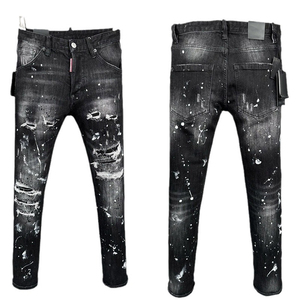 Bysonglezai Jeans Uomo Jeansjeans Pantaloni Casual Jeans Denim Stampati Dipinti Colorati Pantaloni Alla Moda Con Fori Strappati Pantaloni Elasticizzati Patchwork 36 Blu - Foto 5