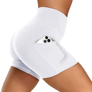 2025กางเกงขาสั้นเอวสูงสำหรับผู้หญิง, กางเกงปั่นจักรยานมีกระเป๋าและกระเป๋าสำหรับออกกำลังกายลายพื้นสำหรับวิ่งปั่นจักรยานเล่นโยคะ - Product Image 4