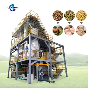 Animal Feed Production Machine 3-5T/H Farm Use Cattle Feed Machinery Automatic Poultry Chicken Feed Pellet Production Line Price For Sale