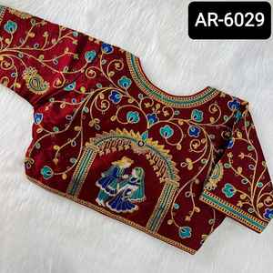 Blusa de Sari de seda fantasma multicolor de trabajo de bordado pesado de diseñador indio ropa de fiesta de mujer lista para usar - Product Image 4