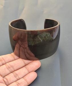 <b>Hot</b> Selling Eco-Friendly Buffalo Horn Cuff Bracelet Black White Agate Animal Design Unique Shape Different Black Buffalo Bangle - Product Image 5