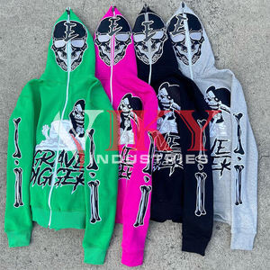 Full Zipper Hoodie <b>for</b> <b>Men</b> Unisex Custom logo Puff Print Embroidery Hooded Sweatshirt Zipper Jacket Wholesale Hoodie Sweatshirt - Product Image 1