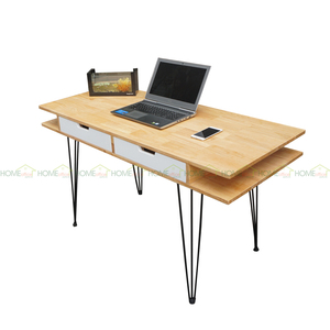 PINLEG BD68038 140x60cm <b>Computer</b> <b>Desk</b> with Iron Legs & Drawers 60cm Wide <b>Desk</b> with Storage Drawers - Product Image 1