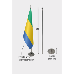 Drapeau officiel du Gabon pour intérieur, imprimé numériquement, en nylon, plastique, polyester, soie, avec mât en aluminium, pour l'assurance automobile et l'éducation - Product Image 6