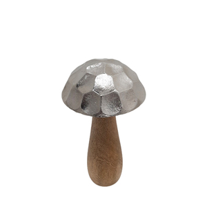 Ensemble de 3 sculptures décoratives en aluminium en forme de champignon avec base, couleur or, taille moyenne, design luxueux, pour la décoration de la maison et du dessus de table - Product Image 5