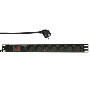 Ciabatta 19 pollici con protezione da sovratensioni 7 vie con interruttore in alluminio nero - Product Image 1