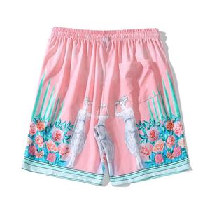 Ensemble short d'été 100% coton respirant et uni grande taille pour hommes personnalisable T-shirt et short à col rond High Street - Product Image 5