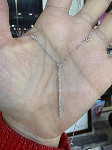 Collier pendentif barre verticale en or 14 carats avec diamants, minimaliste, délicat, bijou fin, cadeau élégant pour femme, anniversaire - Product Image 6