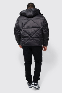 Chaqueta acolchada con capucha impermeable cálida negra de estilo de moda personalizada para hombre, chaqueta acolchada de invierno al por mayor - Product Image 3