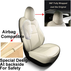 ปลอกหุ้มเบาะรถยนต์หนังแท้ อุปกรณ์ตกแต่งภายในรถยนต์ ปลอกหุ้มเบาะรถยนต์แบบสั่งทำพิเศษ<span class=keywords><strong>ส</strong></span>ำหรับรถยนต์เทสล่า รุ่น 3 ปี 2017-2022 - Product Image 4