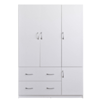 Armoire de chambre contemporaine Knock à 4 portes, meuble de rangement en panneaux de particules/MDF avec finition stratifiée, grand meuble de maison