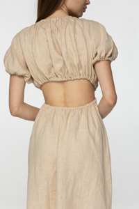 Vestido de playa de algodón bohemio de moda para mujer con mangas cortas estampadas largas y conjunto de ropa lavable de cintura natural para damas - Product Image 3