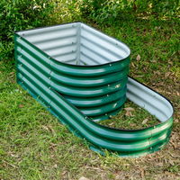 Kit de lit de jardin surélevé ondulé modulaire en métal à plusieurs niveaux géant vert Huizhou de 17''
