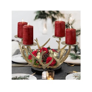 Tabletop <b>Candlestick</b> Holders Vintage Style With Handle Metal Candle Holder <b>Black</b> Colored Centerpiece Candles Holder / Stand - Product Image 2