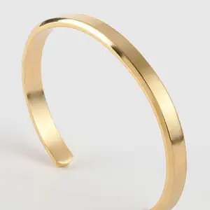 Fashion Simple Style Men Cuff Bangle Stainless Steel Custom Logo Inspired Bracelet Gold Silver Rose Waterproof Designer Jewelry