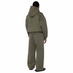 Conjunto de pantalones de chándal personalizados de 2 piezas Sudadera con capucha bordada desgastada impresa y pantalones de chándal acampanados con chándales apilados estilo Jogger - Product Image 3