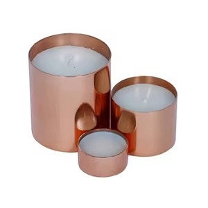 Tarro de vela de Metal dorado hecho a mano con tapa de cobre para el hogar y decoración de luces de Navidad tarro de vela redondo - Product Image 6