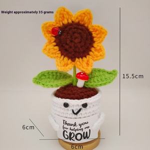 Hand-Crocheted Cotton Flowers Sunflower Knitted Roses for Graduation New Year Valentine's Day & Easter <b>Artificial</b> <b>Bouquets</b> - Product Image 4