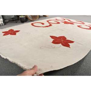 Tapis traditionnel en laine rouge beige 5.5x7.7 pieds Vintage turc Patchwork Design plat tissage Latex pour décorations de salon adolescent - Product Image 4