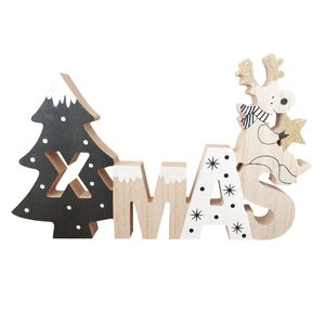 Decorative Style Aluminum And Wooden Christmas Alphabet For Seasonal <b>Shelf</b> And <b>Mantel</b> Decor Creating Holiday Focus - Product Image 5