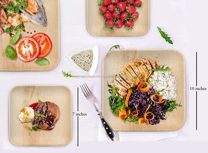 Assiettes jetables biodégradables en feuilles de palmier d'arec écologiques de 7 pouces pour la restauration rapide, les collations, les buffets d'hôtel et les desserts, utilisation des assiettes 2025 - Product Image 2