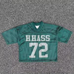 Camiseta de fútbol americano, tela de malla, ropa de adulto de alta calidad, camiseta de malla con cuello en V, camisetas de manga corta de gran tamaño, deportes elegantes - Product Image 4