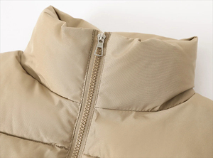Gilet d'hiver en duvet pour femmes Veste courte en duvet Col montant Gilet épais et chaud Couleur solide Gilet sans manches en coton rembourré Vêtements d'extérieur - Product Image 3