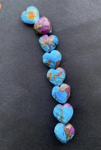 Perles de coeurs à facettes Briolette en forme de coeur Turquoise cuivre rose pour la fabrication de bijoux perles de pierre - Product Image 2