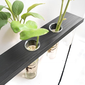 3层壁挂玻璃玻璃容器木制支架迷你试管花盆水培插条家用办公室花盆 - Product Image 3