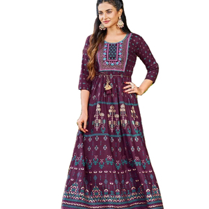 VESTIDO DE FANTASÍA DE TRABAJO DE SECUENCIA DE BORDADO ANARKALI LARGO DE ÚLTIMO DISEÑADOR - Product Image 1