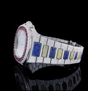 Montre automatique pour homme, style hip-hop sport, avec cadran en cristal analogique, bracelet en cuir, acier inoxydable, mouvement ETA, résistante à l'eau, vente en gros - Product Image 3