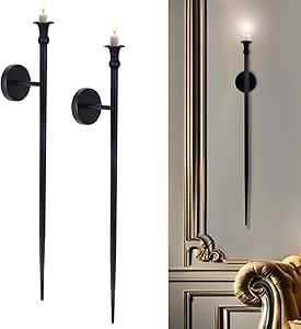 Grand Artisan Matte <b>Black</b> Metal Twisted Spiral Wall Mounted Taper <b>Candle</b> Sconce Holder Set High Home Hotel Wedding Decor Style - Product Image 4