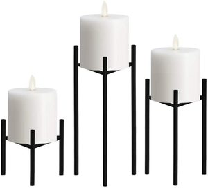 Luxury <b>Black</b> Color Iron <b>Pillar</b> <b>Candle</b> <b>Holder</b> Set Handmade Decorative Metal <b>Candle</b> Stand for Christmas & Wedding Decor - Product Image 1