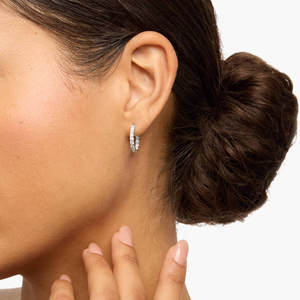 Elegant 925 <b>Silver</b> Moissanite <b>Hoop</b> <b>Earrings</b> Simple Sparkling Everyday Luxury Jewelry Brilliant Cut Stones <b>Women</b> Gift Weddings - Product Image 5