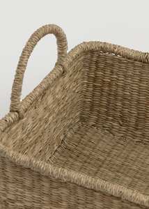 ตะกร้าสานใส่ผ้าหญ้าทะเลพร้อมที่จับ - Product Image 4