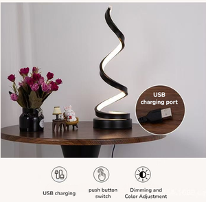 Lampada da Tavolo a Spirale <span class=keywords><strong>LED</strong></span> Moderna con 3 Colori Dimmerabili, Design Minimalista, Illuminazione Creativa e Elegante per Camera da Letto - Product Image 2