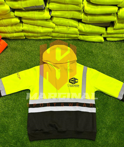 Sweat à capuche zippé en molleton de coton épais pour homme – Vêtement de travail robuste pour l'extérieur et la construction – Tenue de sécurité pour homme - Product Image 3