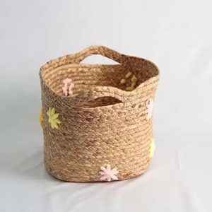 Cesta tejida de jacinto de agua de hierba de mar Natural para el hogar artesanal ecológica superventas - Product Image 5